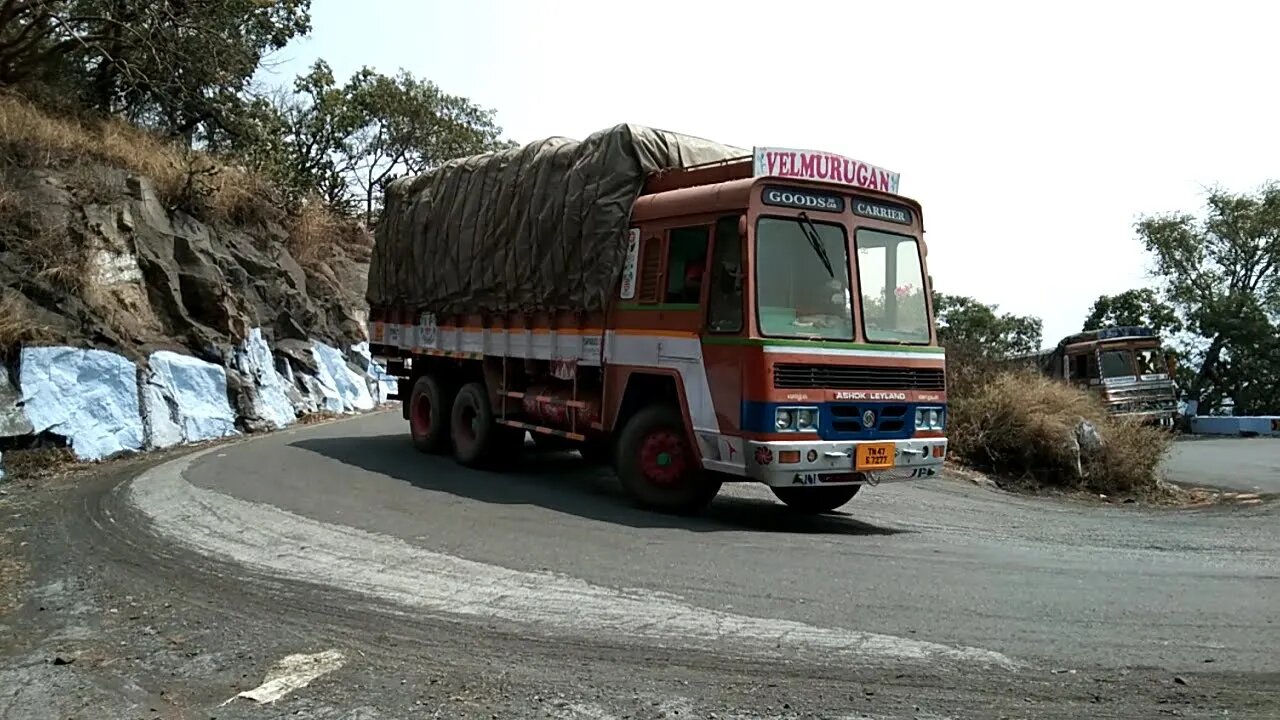 Heavy Container Truck And Heavy Load Lorrys Turning 9/27 Dhimbam ghat Road Driver talant Driving