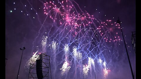 Dad with Daughter watching fire works