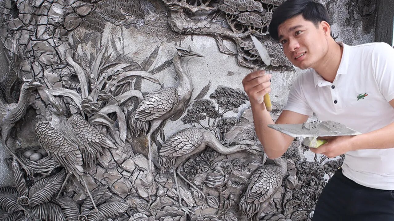 How To Make Sculpture Rendering Sand And Cement On Wall Concrete - Art VN.