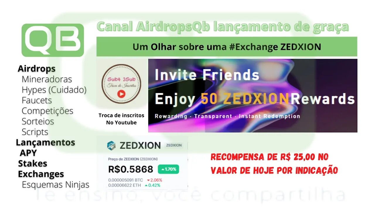 Um Olhar sobre uma #Exchange - #Zedxion - Ganhe ~R$ 25,00 pilas por referência.