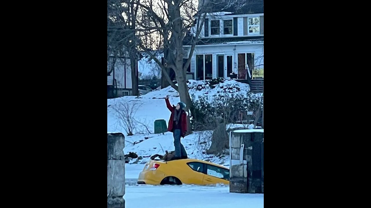 Woman Takes Selfie As Car Sinks Through Ice On River