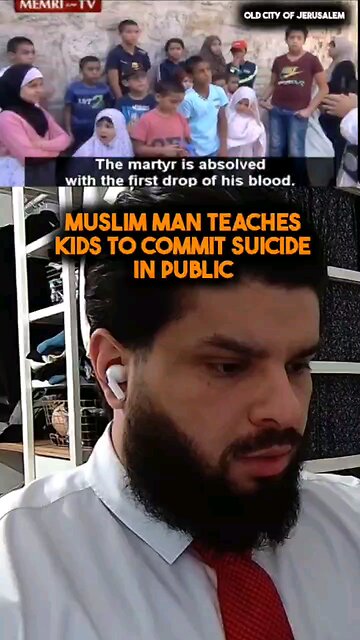 Muslim man teaches kids to commit suicide bombing. IN PUBLIC! IN JERUSALEM! Neat to Police!