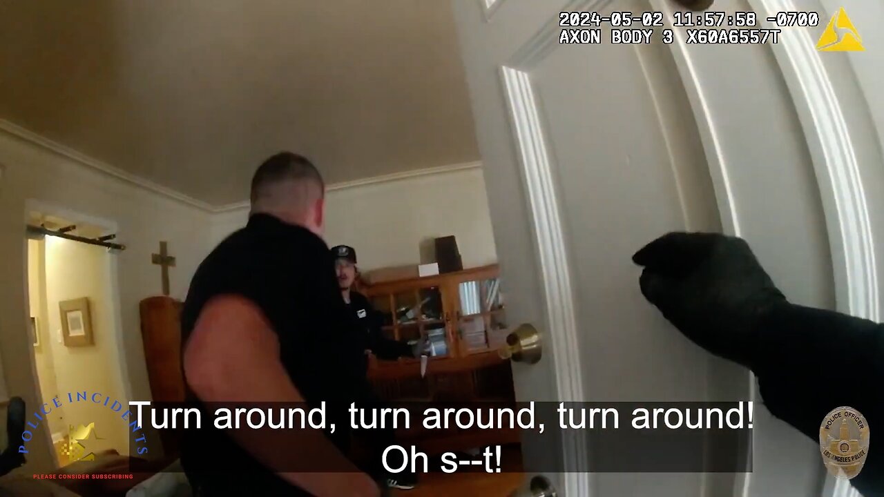 Bodycam shows LAPD officer shoot a man in Los Angeles apartment after he rushed at him with a knife