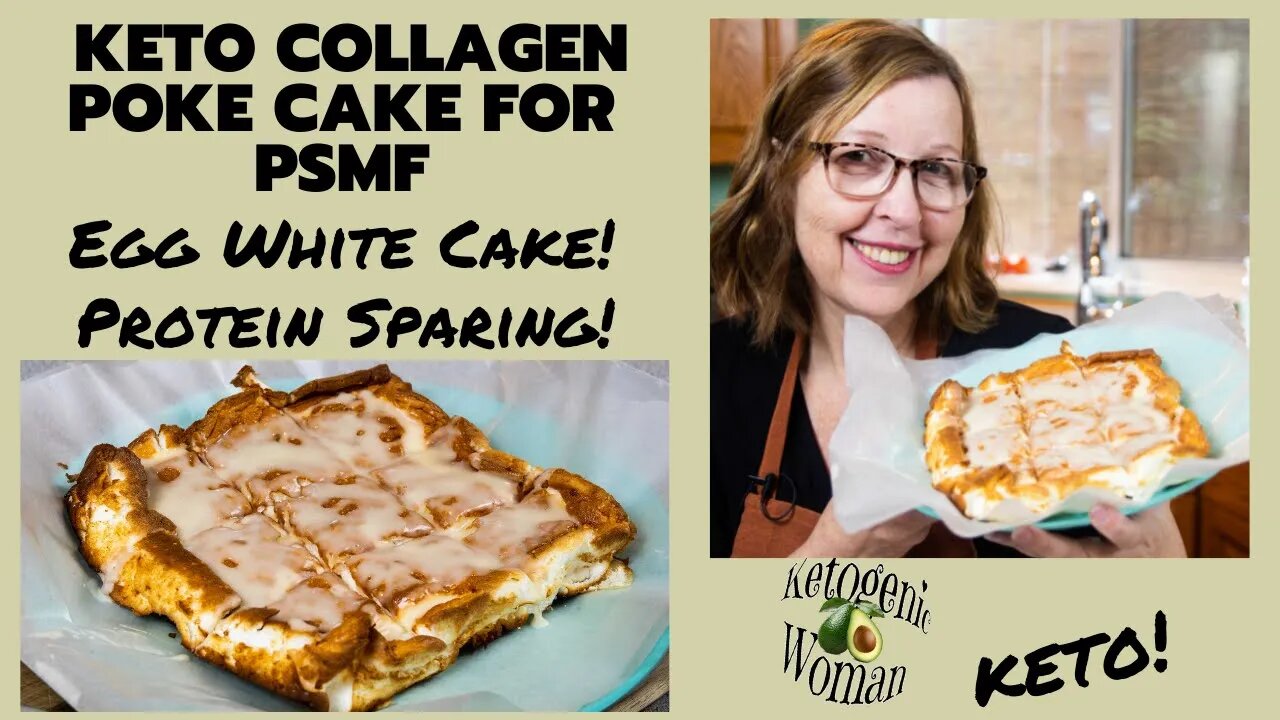 Egg White Cake for PSMF Diet | Keto Poke Cake with Collagen and Egg White Frosting