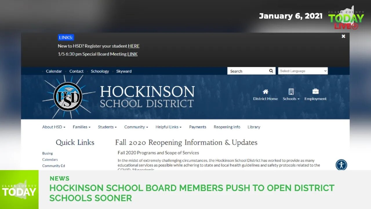 Hockinson School Board members push to open district schools sooner
