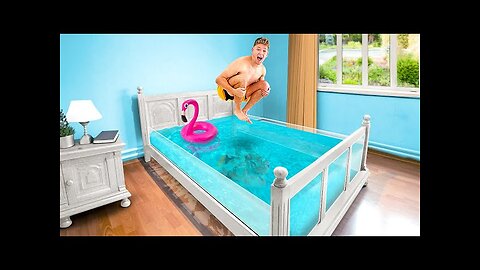 I Turned my Bed into a Swimming Pool!