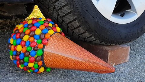 Experiment Car vs M&M ICECREAM vs Watermelon vs Jelly | Crushing Crunchy & Soft Things by Car