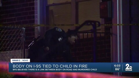 Police: Body found along I-95 likely parent of young child killed in Baltimore rowhome fire last week