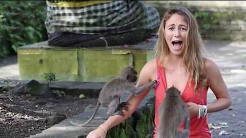 Embarrassing moments for girl with monkey 🤣🤣