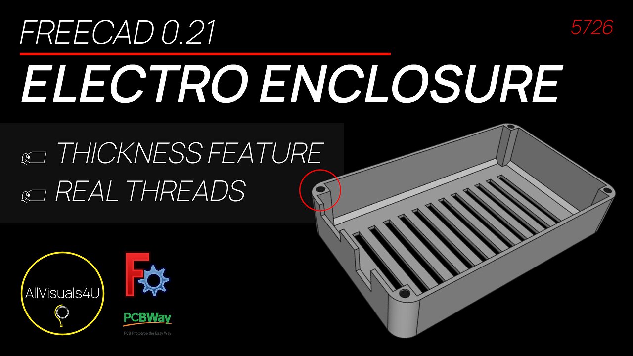 ⚡ Electronic Enclosure - FreeCAD Datum Plane - FreeCAD Threaded Hole And Thickness