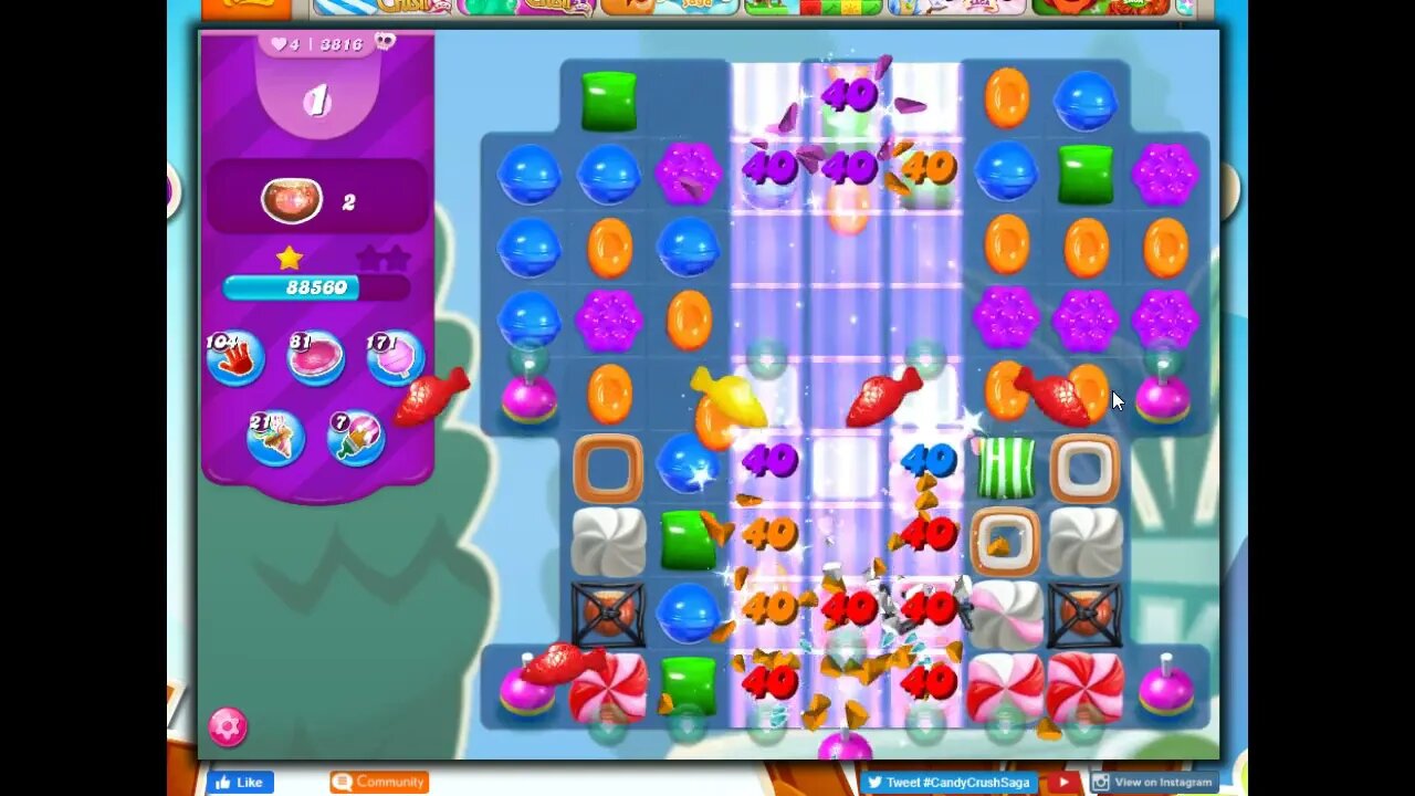 Candy Crush Level 3816 Talkthrough, 16 Moves 0 Boosters