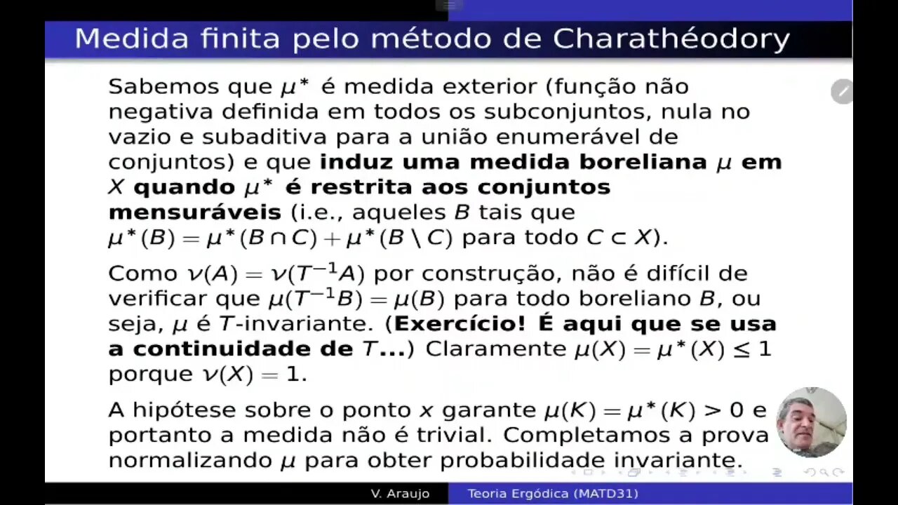 Teoria Ergódica: Prova do Teorema de Existência de Prob. Inv. em espaços separáveis e completos