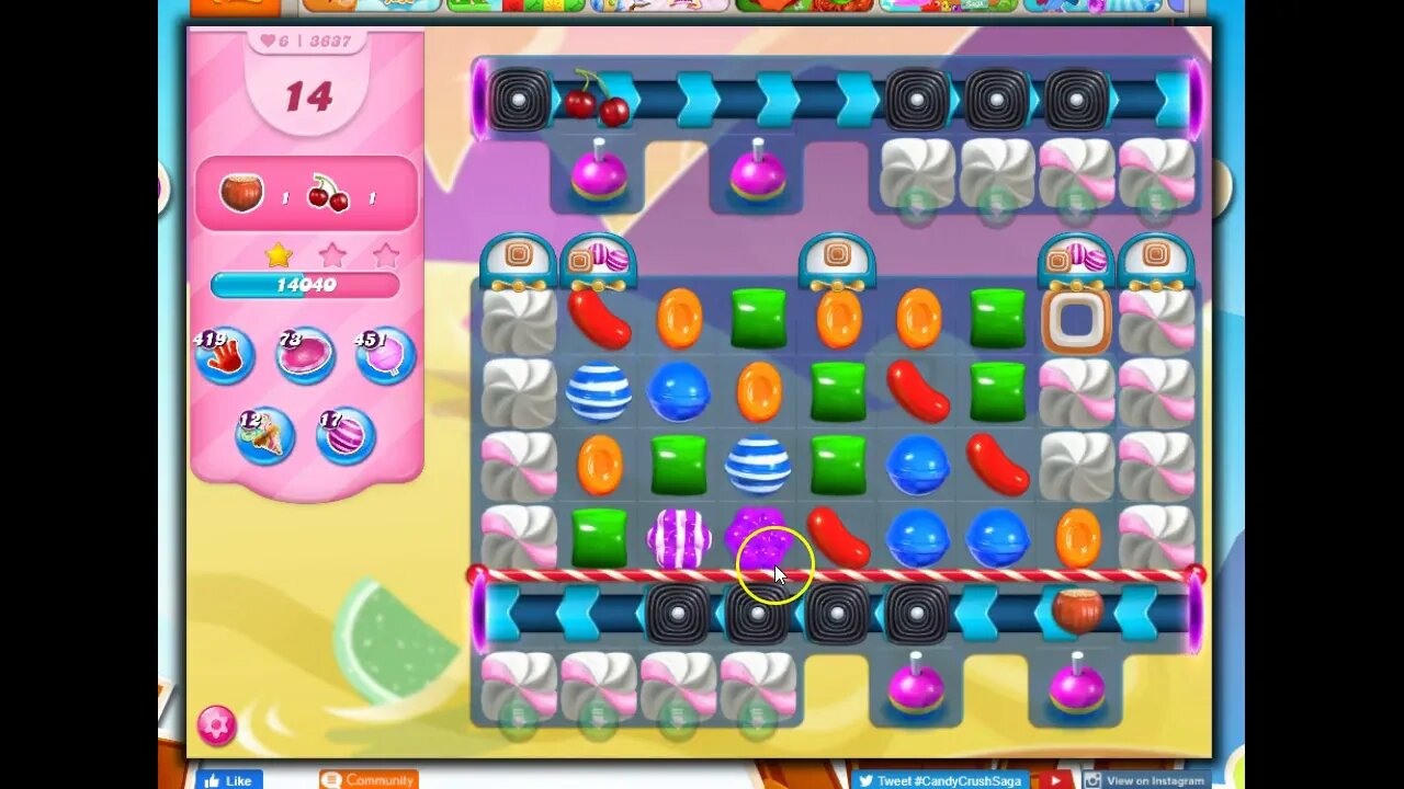 Candy Crush Level 3637 Talkthrough, 24 Moves 0 Boosters