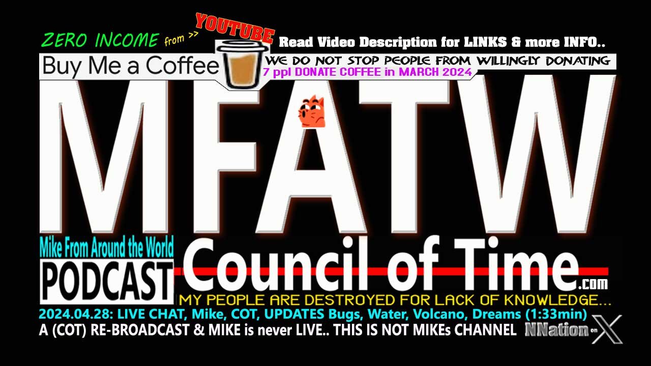 2024.04.28: LIVE CHAT, Mike, COT, UPDATES Bugs, Water, Volcano, Dreams (1:33min)