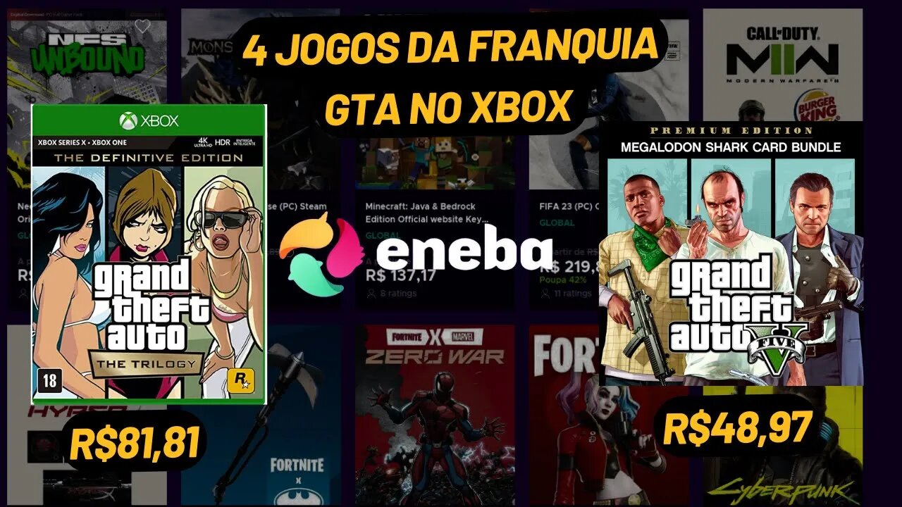 Veja Quanto Você Economiza Comprando 4 JOGOS do GTA de Xbox no Eneba Comparando com a LIVE BR