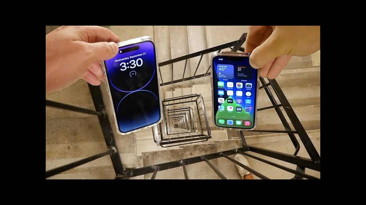 iPhone 14 Pro vs iPhone 13 Spiral Staircase Drop Test - Will it Survive