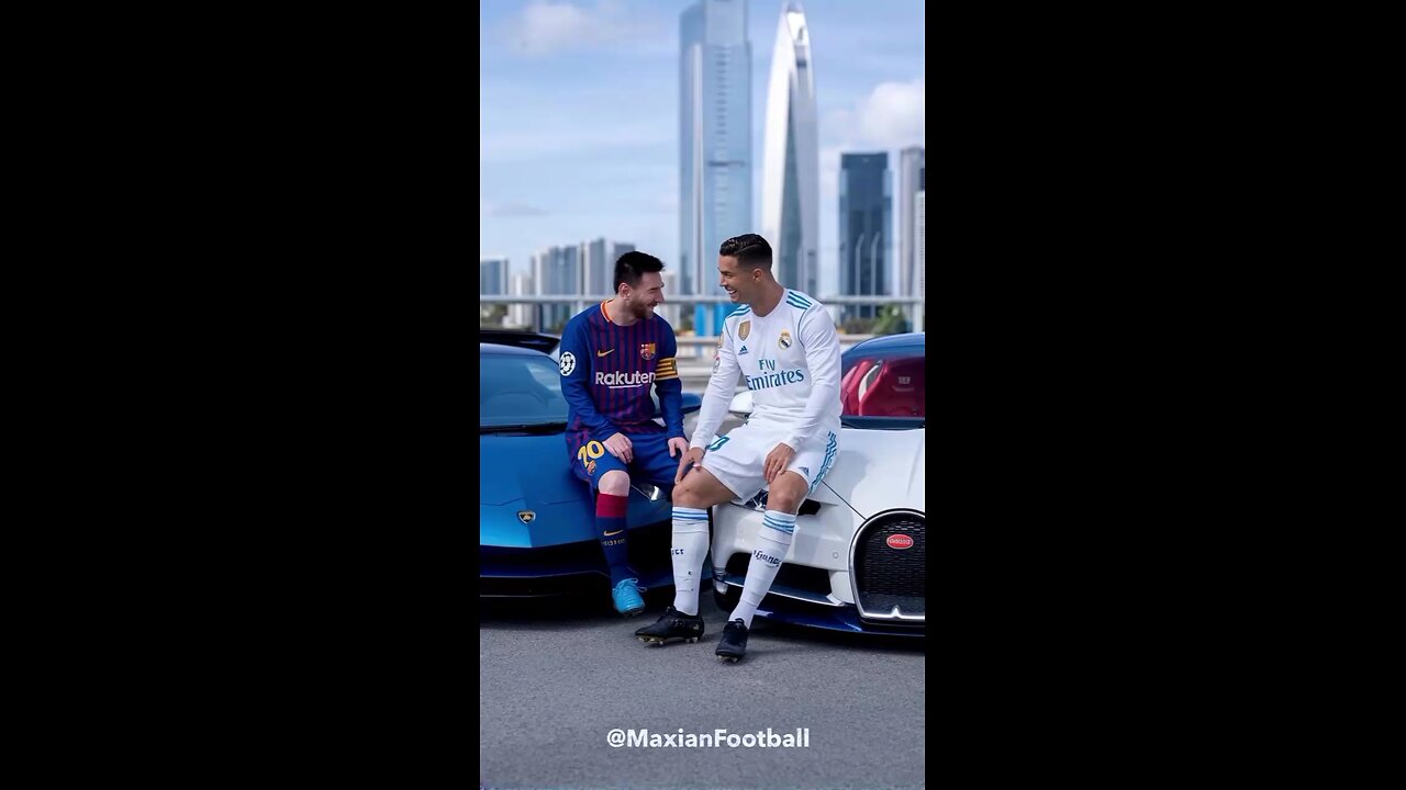 Ronaldo and Messi car racing