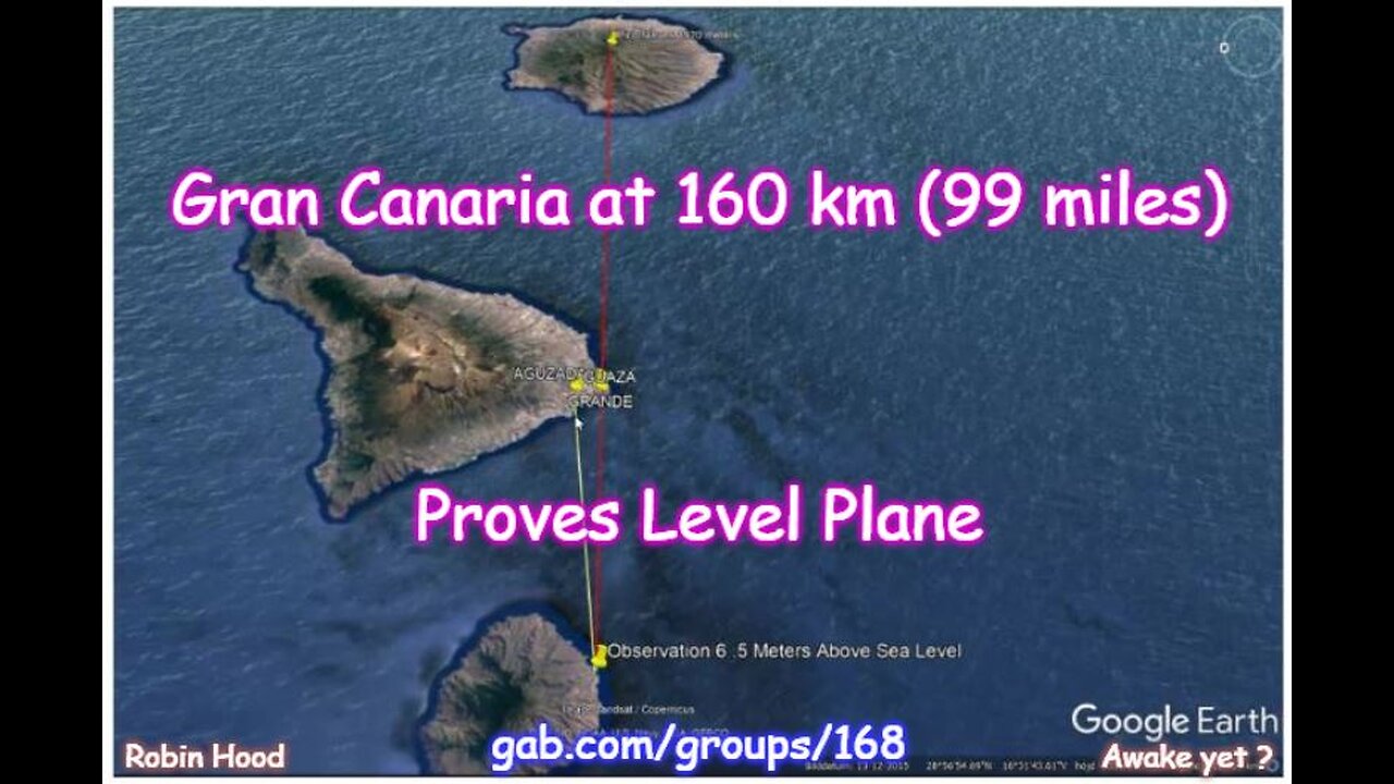 Gran Canaria from 160 km (99 miles) - Proves Level Plane