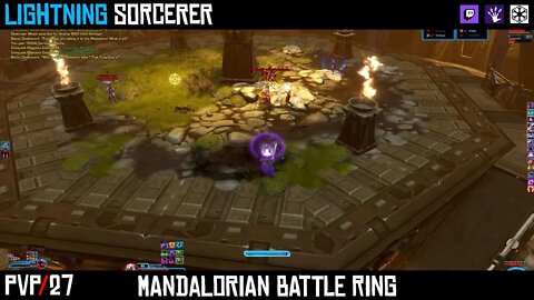 SWTOR 7.0 PvP Lightning Sorcerer on the Mandalorian Battle Ring [Twitch Highlight]