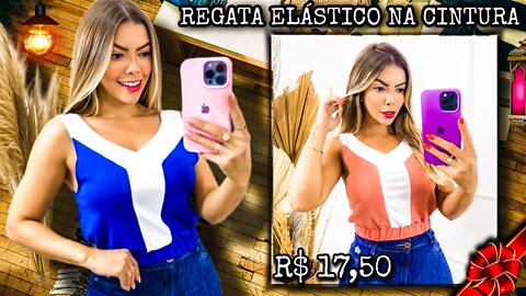 Regata com Detalhes Na Frente, Elástico na cintura/@Shopee Vietnam