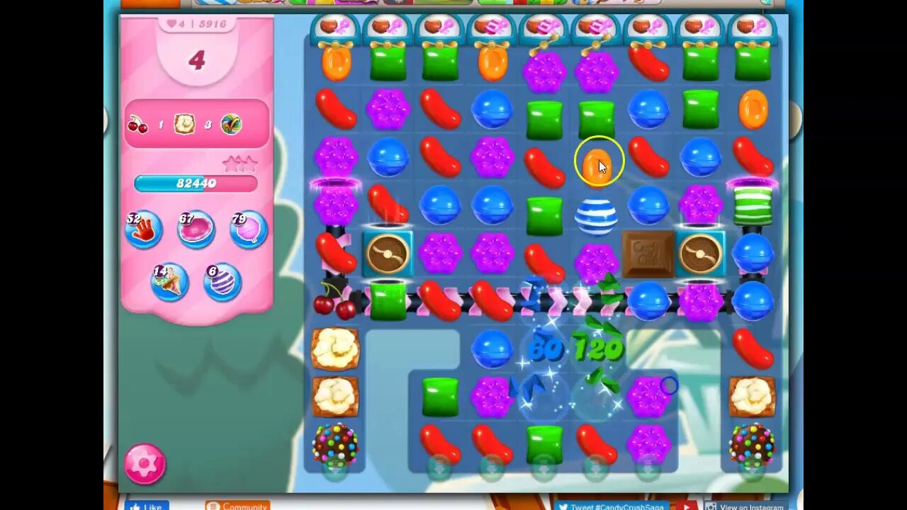 Candy Crush Level 5916 Talkthrough, 28 Moves 0 Boosters