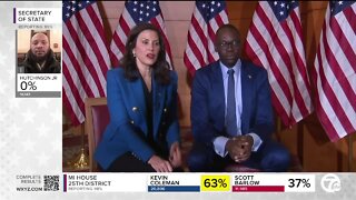 Governor Whitmer reacts to her reelection victory