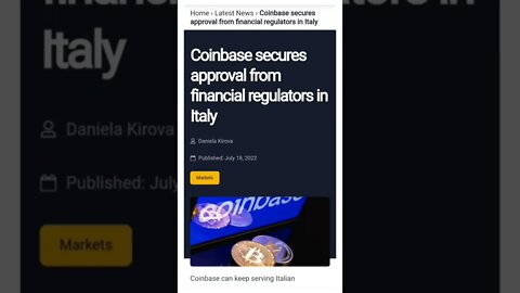 Coinbase Secures Approval From Financial Regulators in Italy #cryptomash #cryptomashnews #cryptonews