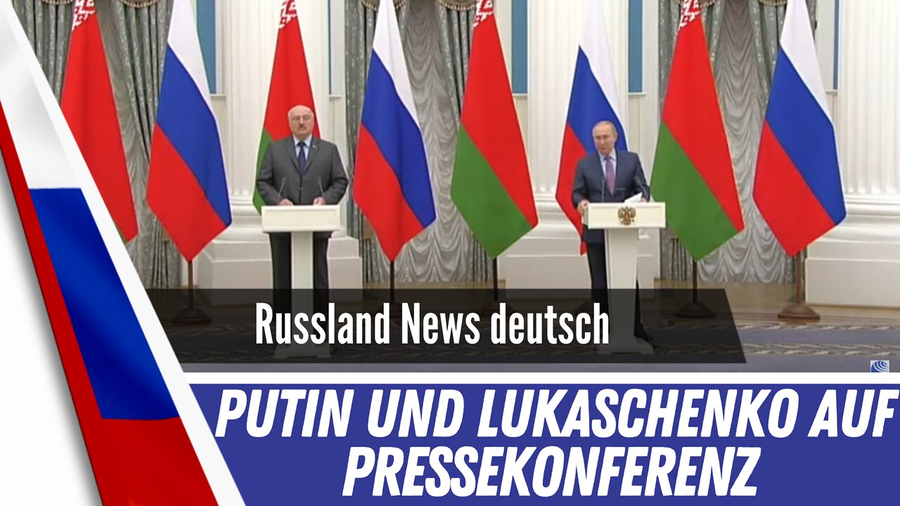 Putin und Lukaschenko halten Pressekonferenz.