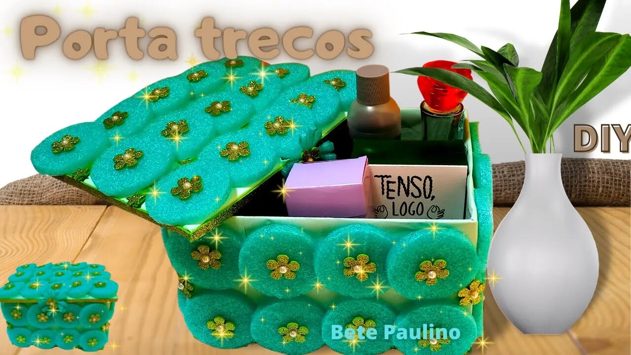 PORTA TRECOS! FOFURA! COM CAIXA DE PAPELÃO E ESPAGUETE DE PISCINA!POOL NOODLES! DIY!