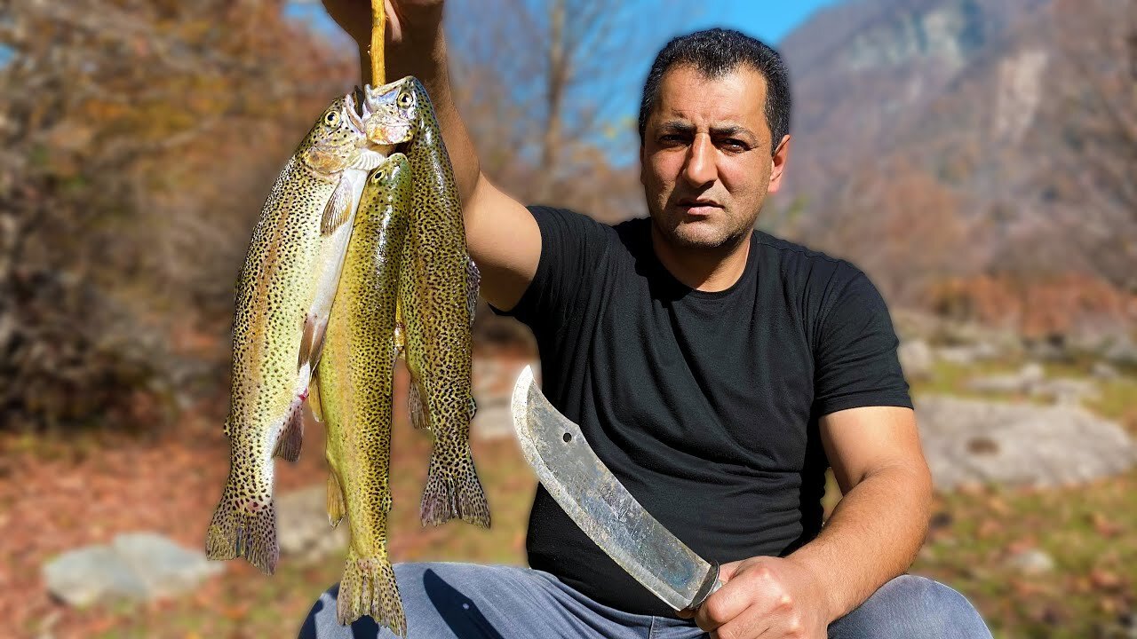 CATCH TROUT WITH HANDS AND COOK IN THE WILDERNESS | TASTES 100x