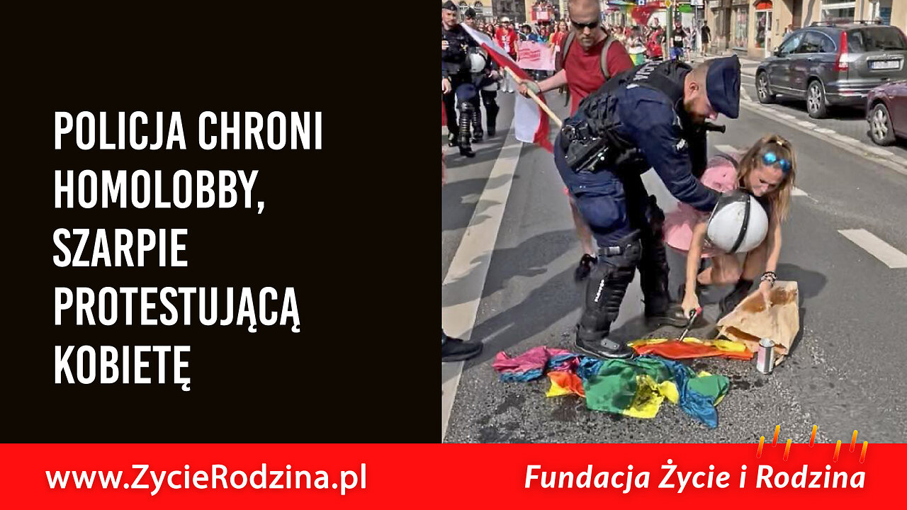 Marsz Równości w Poznaniu. Policja chroni homolobby, szarpie protestującą kobietę