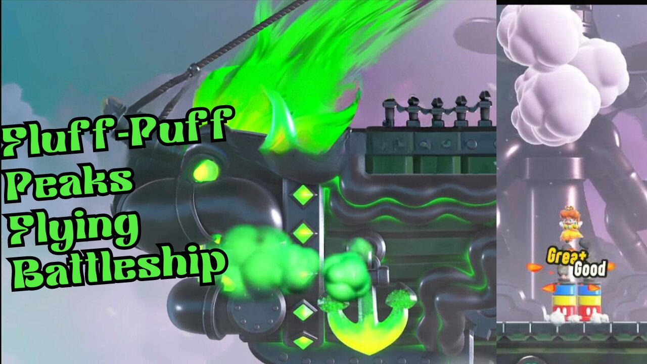 Super Mario Wonder: Fluff Puff Peaks Flying Battleship