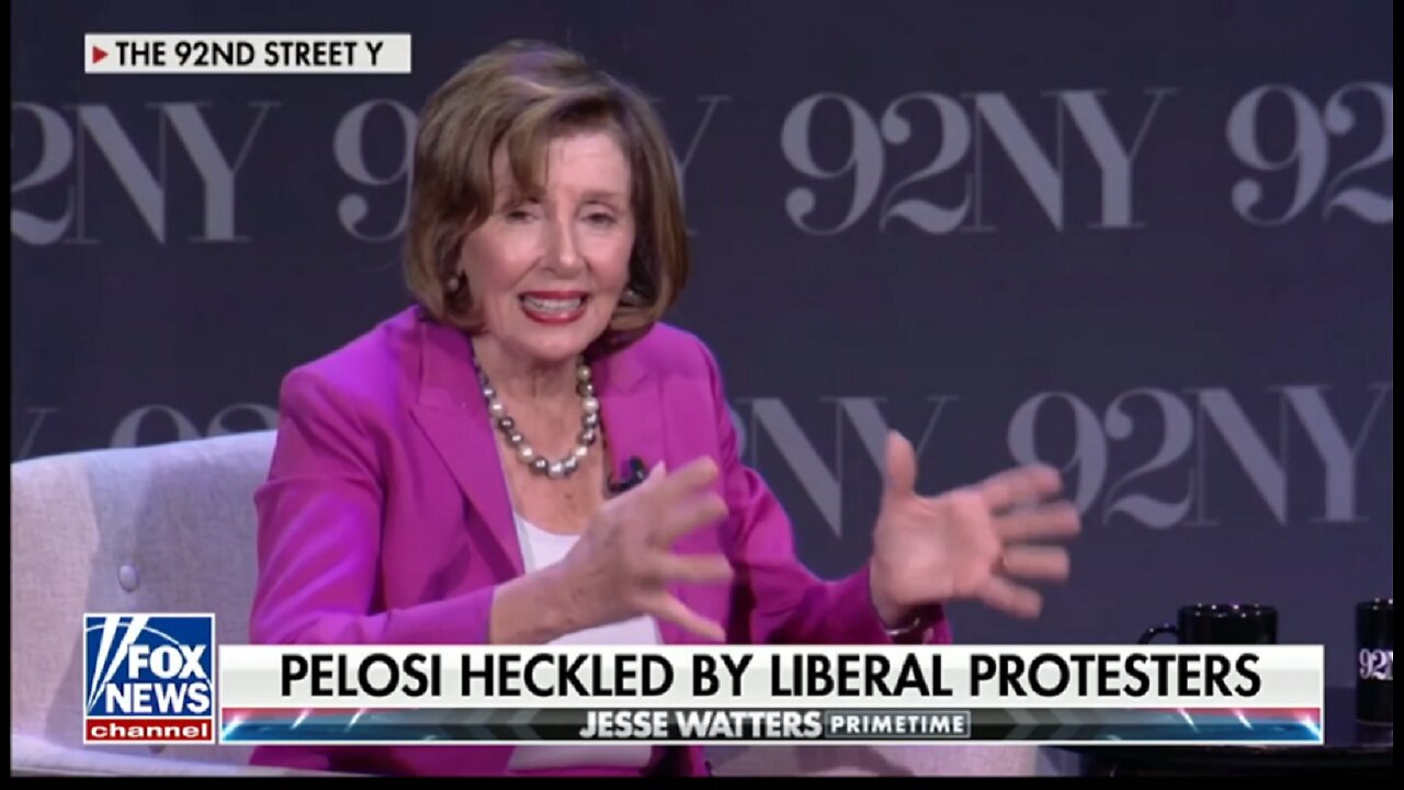 PELOSI HECKLED BY LIBERAL PROTESTORS