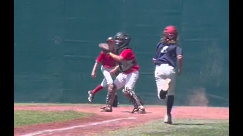 Tag at Home coming from Center at Cooperstown New York - Catcher, Baseball