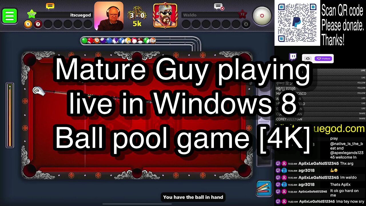 Mature Guy playing live in Windows 8 Ball pool game [4K] 🎱🎱🎱 8 Ball Pool 🎱🎱🎱