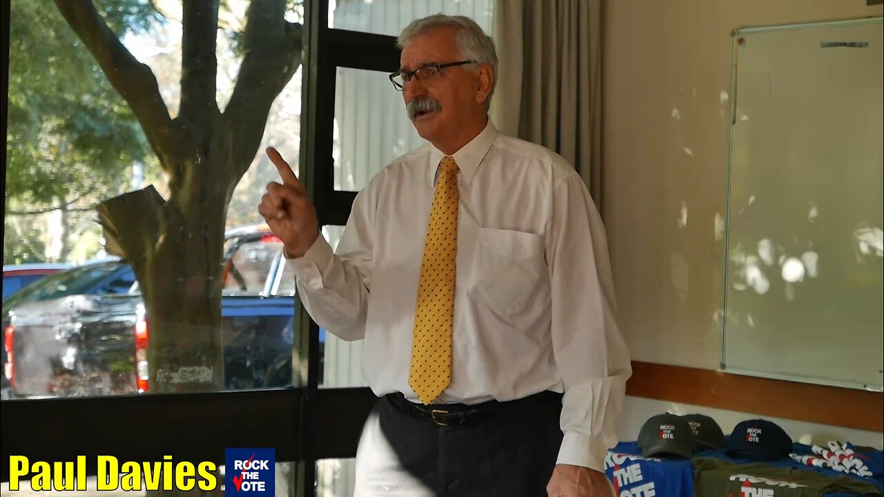 Paul Davie, Rock The Vote NZ candidate for Auckland Central speaks at Freemans Bay Community Centre on 10 June 2023