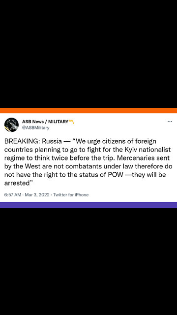 Foreigners Helping In Ukraine Will NOT Be POWs