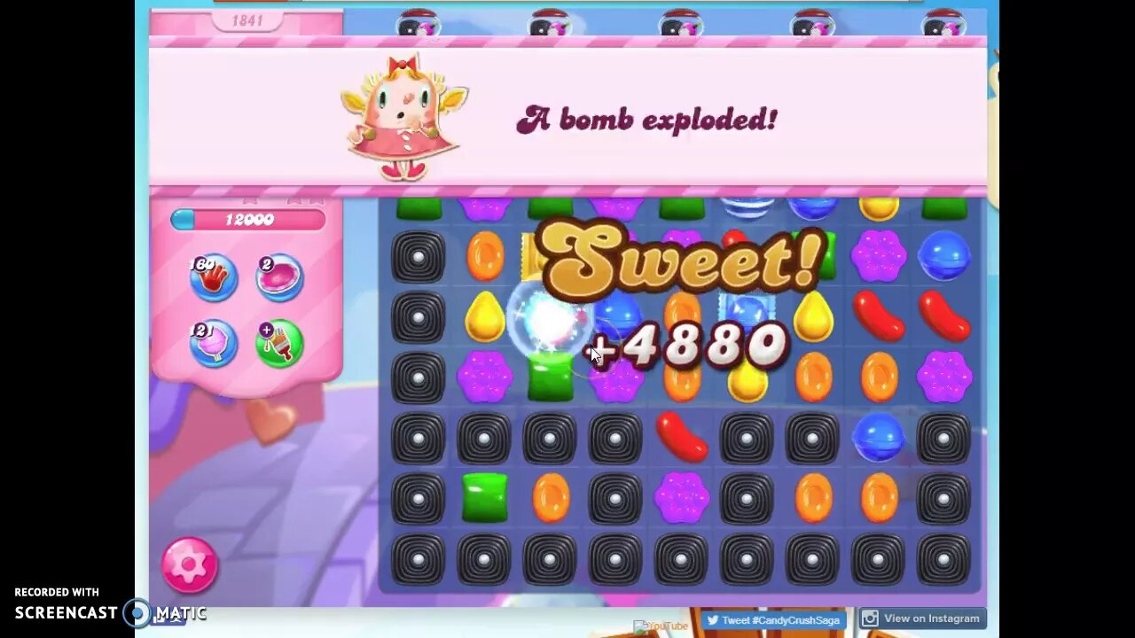 Candy Crush Level 1841 Audio Talkthrough, 1 Star 0 Boosters