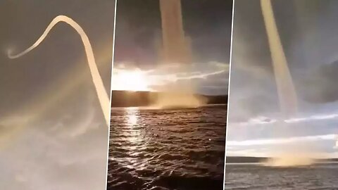 A magnificent golden waterspout appears in Russia