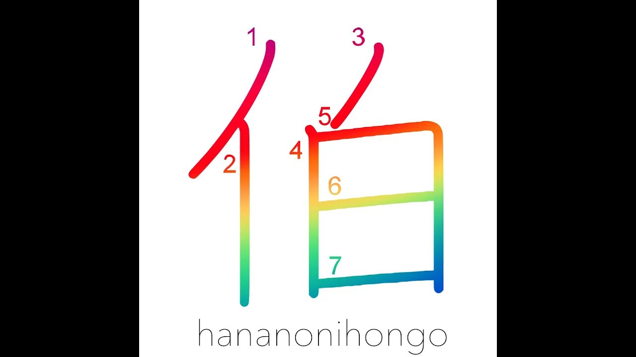 伯 - count/earl/chief/uncle - Learn how to write Japanese Kanji 伯 - hananonihongo.com