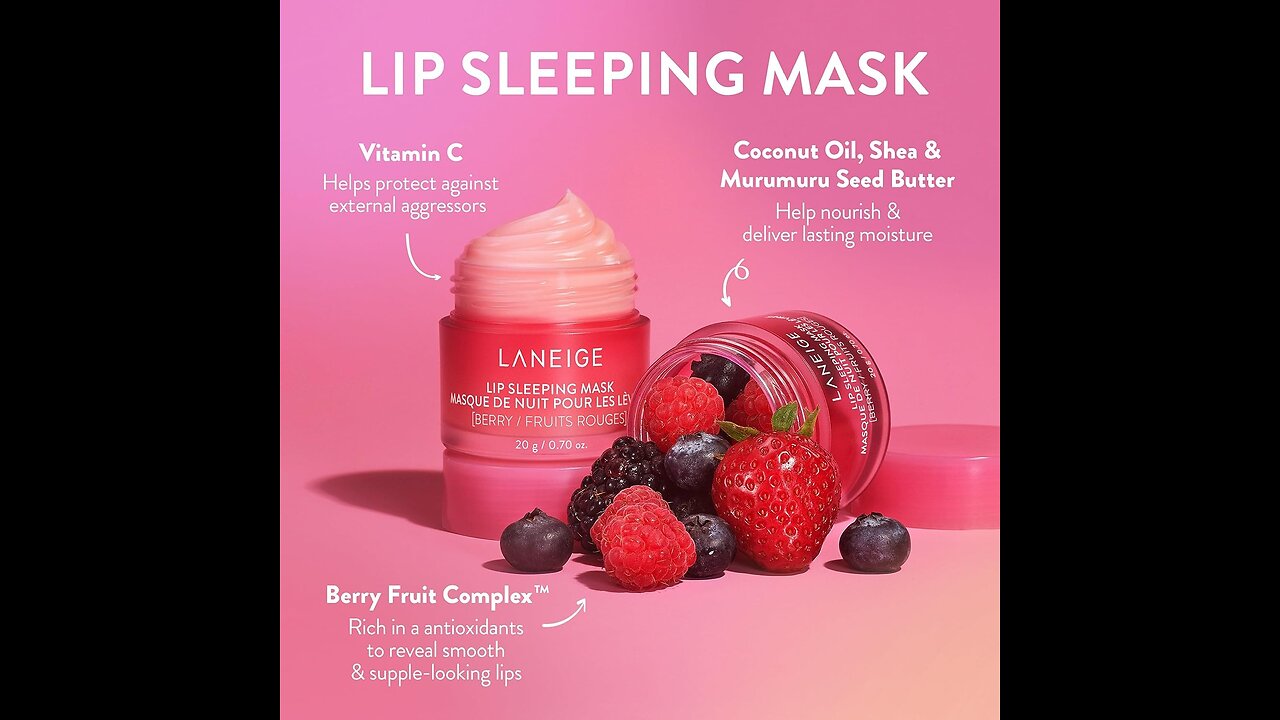 LANEIGE Lip Sleeping Mask: Nourish & Hydrate with Vitamin C, Antioxidants, 0.7 oz.