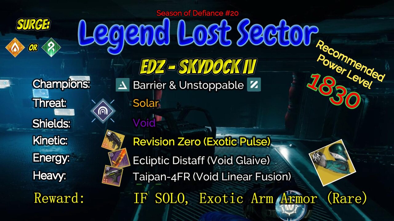 Destiny 2 Legend Lost Sector: EDZ - Skydock IV on my Void Hunter 5-9-23