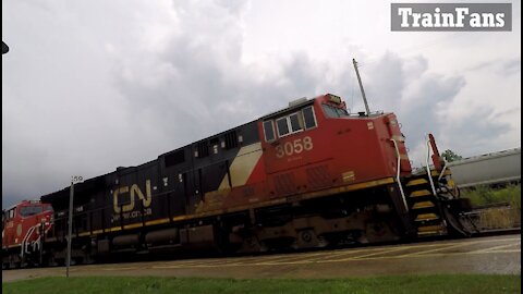 TRAIN 397 - CN 3058, CN 3265 & CN 3074 Engines Manifest Train Westbound In Ontario