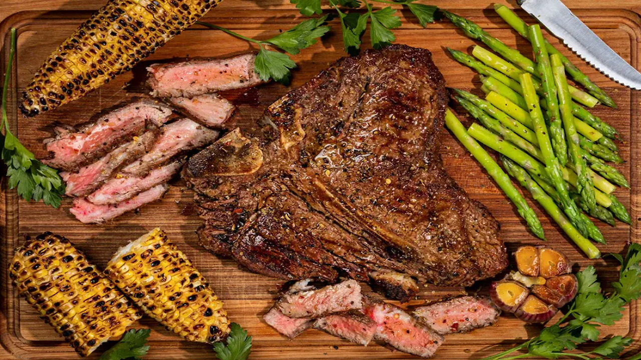 Tbone Steak 🥩 Bell Peppers, String Beans & Sugar Baby Peas Mukbang