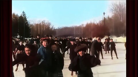 Children Ice Skating at Parc La Fontaine in Montreal, Canada (1902) - Restored & Colorized