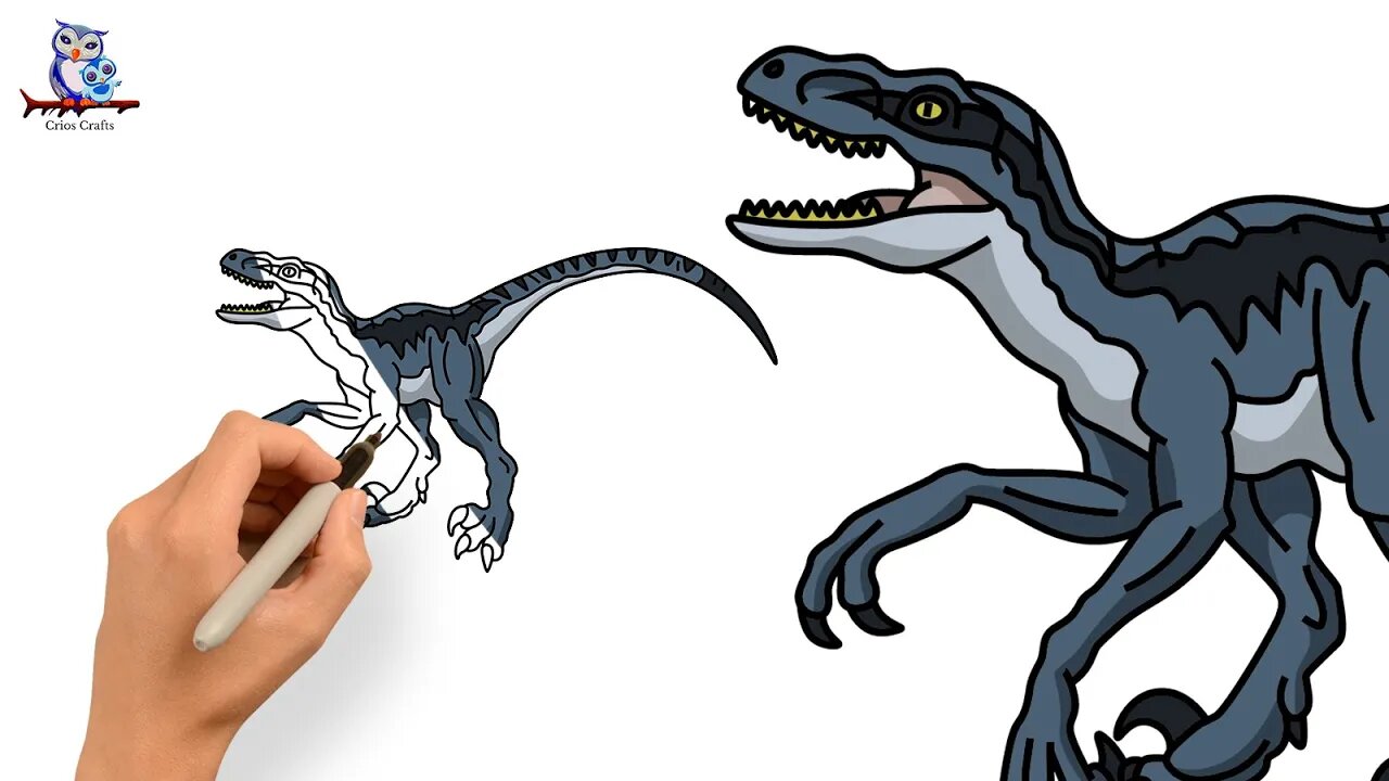 How To Draw Blue Raptor Jurassic World Dominion - Tutorial