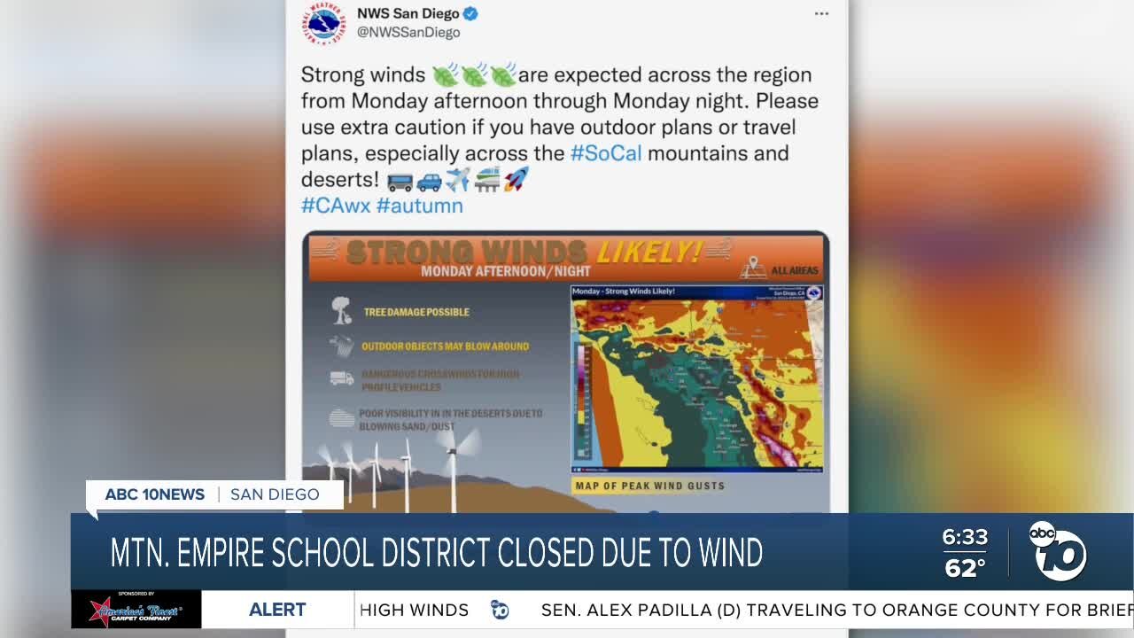 School district closes Monday due to high winds