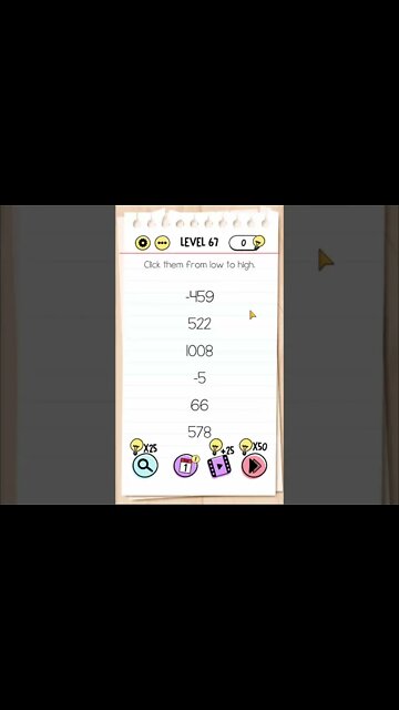 Brain Test Tricky Puzzles Level 67 Click them from low tho high.