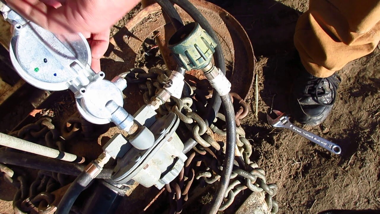 Checking the propane system in the off grid camper