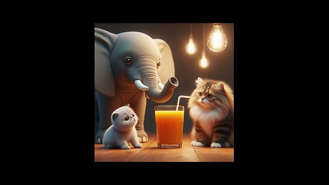 Cute cat and elephant